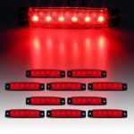 Partsam 10Pcs Red 6 LED Side Marker Indicators Rear Tail light Trailer Truck Lorry HGV