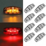 Partsam 8pcs Side Fender Marker Red/Amber Clear Lens Universal Surface Mount LED Light Repeaters