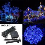 Solar String Lights,SOLMORE 55.8ft /17M 100 LED Ambiance Lighting Solar Powered Waterproof Starry Fairy String Lights for Outdoor, Gardens, Homes, Christmas Party Holiday Landscape Decor Lights Blue