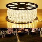 LE 150ft 110-120V AC LED Rope Lights Kit, 3000K Warm White, Waterproof IP65, Accessories Included, 360° Beam, LED Crystal Clear PVC Tubing Rope, Customizable Indoor/Outdoor Rope Lighting for Holiday