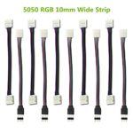 SurLight 5pcs LED 5050 RGB Strip Light Connector Cable + 5pcs Female Connector Wire + 5pcs 4-pin Male Connector, 10mm Wide Free Welding Connector Gapless Strip to Strip Jumper for 5050 LED Strips