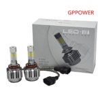 GPPOWER 2PCS H8 H9 H11 COB 4 Side led Headlights bulbs Replacement Lights Halogen & HID All-In-One 8-36V 6000K White 80w 9600LM Warranty 1year