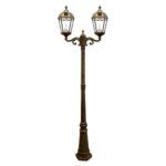 Gama Sonic Royal Solar Lamp Post and Double Lamp LED Light Fixture, 89-Inch Height, Weathered Bronze Finish #GS-98D