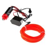 5M Neon LED Light Glow EL Wire String Strip Rope Tube + 12V Power Inverter Kit – Red