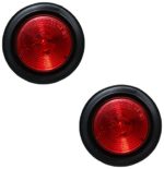 Leading Edge Lighting CL-22120-R2K Pair of LED 2″ Round Red Clearance/Side Marker Light Kit with Light Grommet & Wire Pigtail Truck Trailer RV