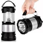 APPHOME Portable Outdoor LED Camping Lantern Solar Lamp Lights Handheld Flashlights with Rechargeable Battery for Backpacking, Hiking, Fishing, Emergencies Outages(Black,Collapsible)