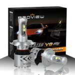 BROVIEW V8 LED Headlight Bulbs w/ Clear Arc-Beam Kit 72W 12,000LM 6500K White Cree LED Light Bulbs for Replace HID & XENON Headlights 2 Yr Warranty – (2pcs/set) (H4,9003)