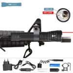 Tactical Rechargeable Flashlight with Laser for Weapons. Gun Sight Laser. Flashlight with Cree Led Police Battery 8800mAh Magazine for 3AAA Batteries Included Car Charger Mount for Weapons