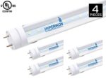 4-Pack of Hyperikon T8 LED Light Tube, 4ft, 18W (36W equivalent), 6000K (Very Bright White), Single Ended Power, Clear, UL-Listed [4 Tombstones Included]