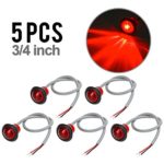 Partsam 5X Truck Trailer 3/4″ Red Round Side Marker LED Clearance Light + Grommet