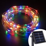 Livingly Light 100 LEDs Solar Powered Starry String Lights 39ft Copper Wire Fairy Lights Holiday Ambiance Lighting Décor for Outdoor Homes Gardens Weddings Christmas Parties, Multi-Color