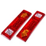 2 PCS 19 LED Plastic TailLight Back Up Light Trailer Truck RV Rear Tail Turn Running Reverse Lamp Light Signal Driving Lamp Red