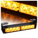 8 LED Emergency Strobe Light Bar for Vehicle Car Truck Hazard Warning with 7 Flashing Mode-Amber/Yellow