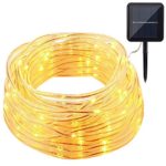 GDEALER Solar Rope Lights 33ft 100 LED IP65 Waterproof Copper Wire Outdoor String Lights Warm White – for Garden, Yard, Home, Path, Landscape Decoration