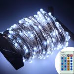 Dimmable LED String Lights,ER CHEN(TM) 100Ft 300 LEDs Silver Wire Starry String Lights with Remote Control and Adapter For Seasonal Decorative Christmas Holiday, Wedding, Parties(White)