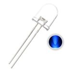 Chanzon 50 pcs 10mm Blue LED Diode Lights (Clear Round Transparent DC 3V 20mA) Super Bright Lighting Bulb Lamps Electronics Components Light Emitting Diodes