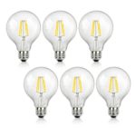 SHINE HAI G25 LED Vintage Filament Bulbs, 4W (40W Equivalent), 470 Lumens, 2700K Warm White, 360° Beam Angle, E26 Base Globe Bulb, ETL Listed, Pack of 6