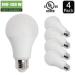 14W ( 100 – 150 Watt Equivalent ) 4 Pack A19 LED Light Bulb, 1600 Lumens 5000K Daylight White, E26 Medium Screw Base, UL listed, Xmprimo