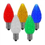 NORAH DECOR Faceted LED C7 Replacement Christmas Light Bulbs, Commercial Grade,Supper Brightness LED, Fits Into E12 Sockets, 25 Pack (Multi-colored)