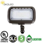 30W LED Floodlight, Outdoor Security Fixture, Waterproof, 100W PSMH Replace, 3000 Lumens, 5000K Daylight White, 70CRI, 120-277V, 1/2″ Adjustable Knuckle Mount, UL-listed, 5 Years Warranty