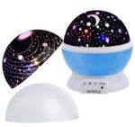 MOKOQI Baby Night Light Lamps For bedroom Romantic 360 Degree Rotating Star with Sky Moon Cover & Solar System Cover Projector Lights Color Changing LED For Children Kids Girls Baby Nursery Gift(Blue)