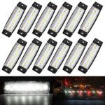 (Pack of 12) AMBOTHER 12Pcs 3.8″ 6 LED White Side Led Marker Lights, Rear Side Marker Light White, Trailer Marker Lights, Led Side Marker Lights for Trucks, Marker Lamp, Cab Marker, RV Marker Light