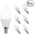 AED Lighting 6W Candelabra Light Bulbs, 60W Equivalent LED Bulb, E12 Candelabra Base, 2700K Warm Light, Decorative Candle Light Bulb, Torpedo Shape 6 Pack