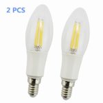 RUICAIKUN Energy Saving 4-Watt LED Filament Candelabra Light Bulb Soft White 2700K Torpedo Tip Exact Equivalent to Standard 60W Incandescent Chandelier Bulb(85-265V)pack of 2 (Milk White, Torpedo Tip)