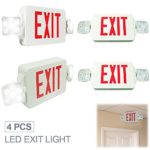 eTopLighting [4 Pack] LED Exit Sign Emergency Light, Angle Adjustable Side Light, Rotatable Head Light, White Body, Red Letter, Top / Side / Installation, AGG2261