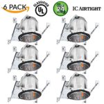 6 Pack 6″ New Construction LED Can Air Tight IC Housing LED Recessed Lighting