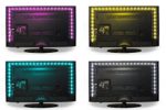 Luminoodle Bias Lighting for TV with Color – Medium (78 in.) – USB-Powered RGB LED Strip with Wireless Remote, 15 Colors, Dimmer – Adhesive Light Rope for HDTV, Desktop Monitors