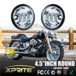 Xprite 4.5″ Inch Chrome 60W Cree Led Spot Lights 6000k White Passing Projector Fog Lamp for Harley Davidson Daymaker Motorcycles