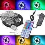 Magic BEAM 5-Meter 16.4 Ft LED Strip Lighting Full Kit 5050 RGB 150 LED Flexible Color Changing LED Light Strips with Power Supply + 44-Key IR Remote Controller