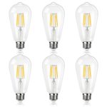 Antique LED Bulb, SHINE HAI 4W (40W Equivalent) ST64 Vintage Edison Light Bulb LED Lighting, 470 Lumen Warm White 2700K E26 Base, ETL-listed, pack of 6
