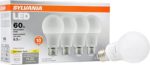 SYLVANIA, 60W Equivalent, LED Light Bulb, A19 Lamp, 4 Pack, Soft White, Energy Saving & Longer Life, Medium Base, Efficient 8.5W, 2700K