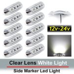 10 pcs TMH 3.6″ submersible 4 LED Clear Lens White Light Side Led Marker 10-30v DC , Truck Trailer marker lights, Marker light amber, Rear side marker light, Boat Cab RV