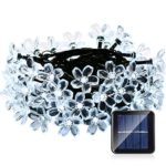 Qedertek Fairy Blossom Flower Solar String Lights, 21ft 50 LED Christmas Lights for Indoor and Outdoor, Home, Lawn, Garden, Wedding, Patio, Party and Holiday Decorations (Cool White)