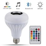 Led Light Bulb- RGB Color Dimmable Light Bulb Bluetooth Control Music Audio Speaker,6W E27 RGB Changing FlashingLamp Wireless Stereo Audio with 24 Keys Remote Control