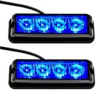 Strobelight Bar 4 LED with Super Bright Blue Emergency Beacon Flash Caution Strobe Light Bar with 17 Different Flashing (2PCS)