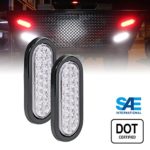 2pc OLS 6″ Oval LED Trailer Tail Lights – 24 White LED Reverse Back up Trailer Lights for RV Trucks (DOT Certified, Grommet & Plug)
