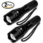 Tactical Flashlight 2 Pack – Tac Light Torch Flashlight – As Seen on TV XML T6 – Brightest LED Flashlight with 5 Modes – Adjustable Waterproof Military Grade Flashlight for Biking Camping by LETMY