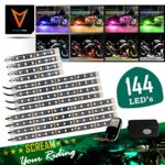 SCREAMFOX Motorcycle LED Light Kit 12 LED Strips with Remote Controller Multi Color Neon Light Glow