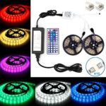 Led Strip Light Waterproof 32.8ft 10m Waterproof Flexible Color Changing RGB SMD5050 300leds LED Strip Light Kit with 44 Keys IR Remote Controller and 5A Power Supply