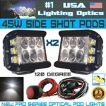 2x 45W Side Shot Pod Cubes CREE LED’s Led Work Light Off Road Led Light Driving Light UTV RZR Truck Jeep FREE Wire Harness