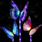 Doingart Garden Solar Lights Outdoor – 3 Pack Solar Stake Light Multi-color Changing LED Garden Lights, Fiber Optic Butterfly Decorative Lights, Solar Powered Stake Light with a Purple LED Light Stake