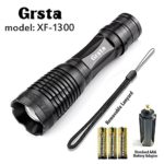 Grsta XF-1300 The Original High Powered LED Flashlight – Ultra Bright Tactical Flashlight – Outdoor Water Resistant Torch with Adjustable Focus and 6 Light Modes