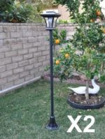 2-Pack Solar Charged LED Lamp Post Decorative Yard Light with 3 Height Options