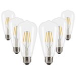 Edison Style Dimmable 4W E26 Base High Efficiency Warm White 2700K Practicality LED Bulbs 40W Light Bulbs Equivalent 6 Pack