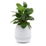 Smart Music Flower Pot Planter with Wireless Bluetooth Speaker Rechargeable Support Android IOS Bluetooth Device for Multi-color LED Light Music Box Flowerpot White