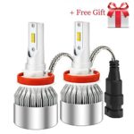 AMBOTHER H8 H9 H11 Car Led Headlight Replacement Bulbs Kit, 72W 7600LM 6000K CSP Chips/Internal Driver- Free 2X Car Dust Covers